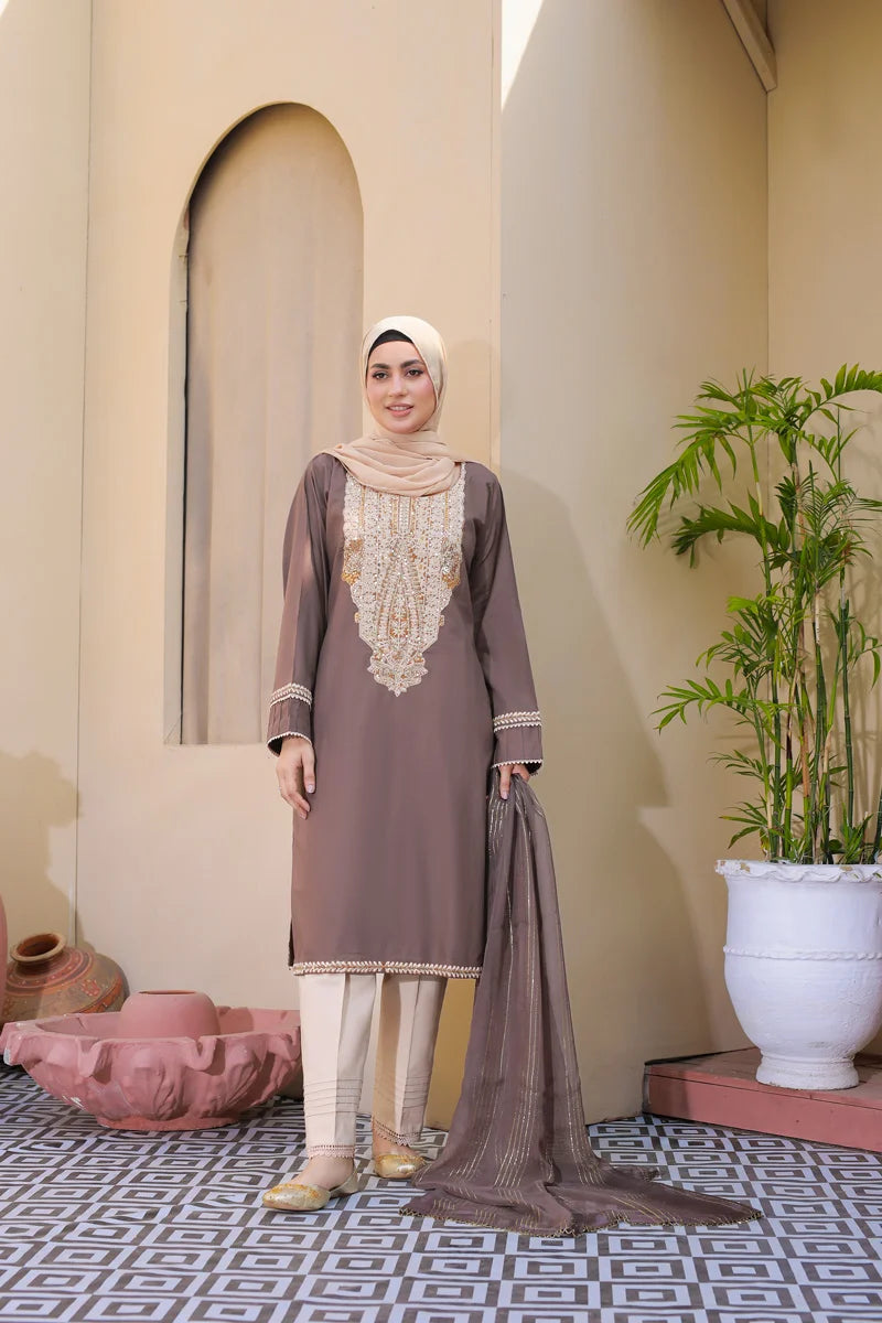 Mocha Grace Ensemble by Bint-e-Habib - Rang-e-Noor Summer Collection 26 image 1