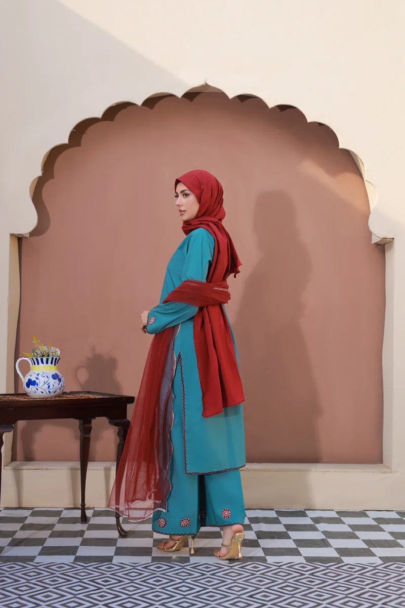 Royal Teal Elegance by Bint-e-Habib - Rang-e-Noor Summer Collection 26 image 2