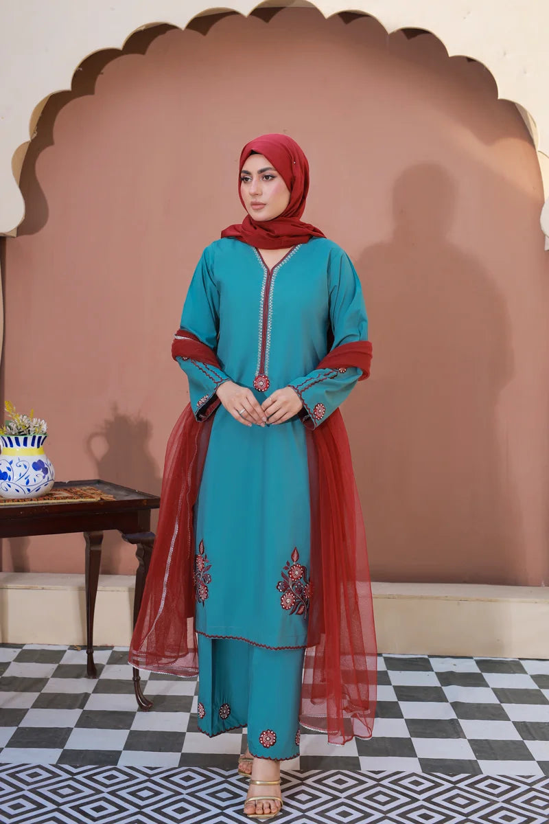 Royal Teal Elegance by Bint-e-Habib - Rang-e-Noor Summer Collection 26 image 3