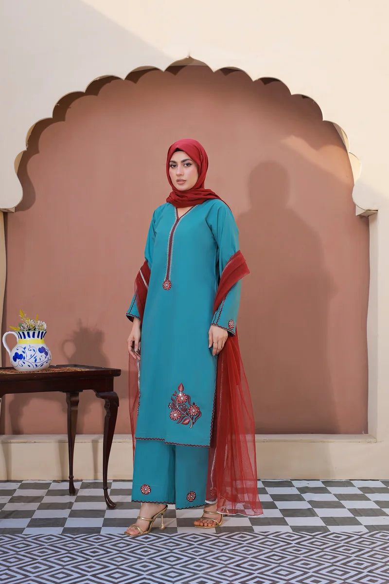 Royal Teal Elegance by Bint-e-Habib - Rang-e-Noor Summer Collection 26 image 4