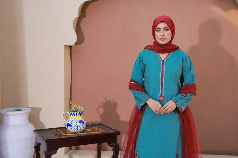Royal Teal Elegance by Bint-e-Habib - Rang-e-Noor Summer Collection 26 image 6